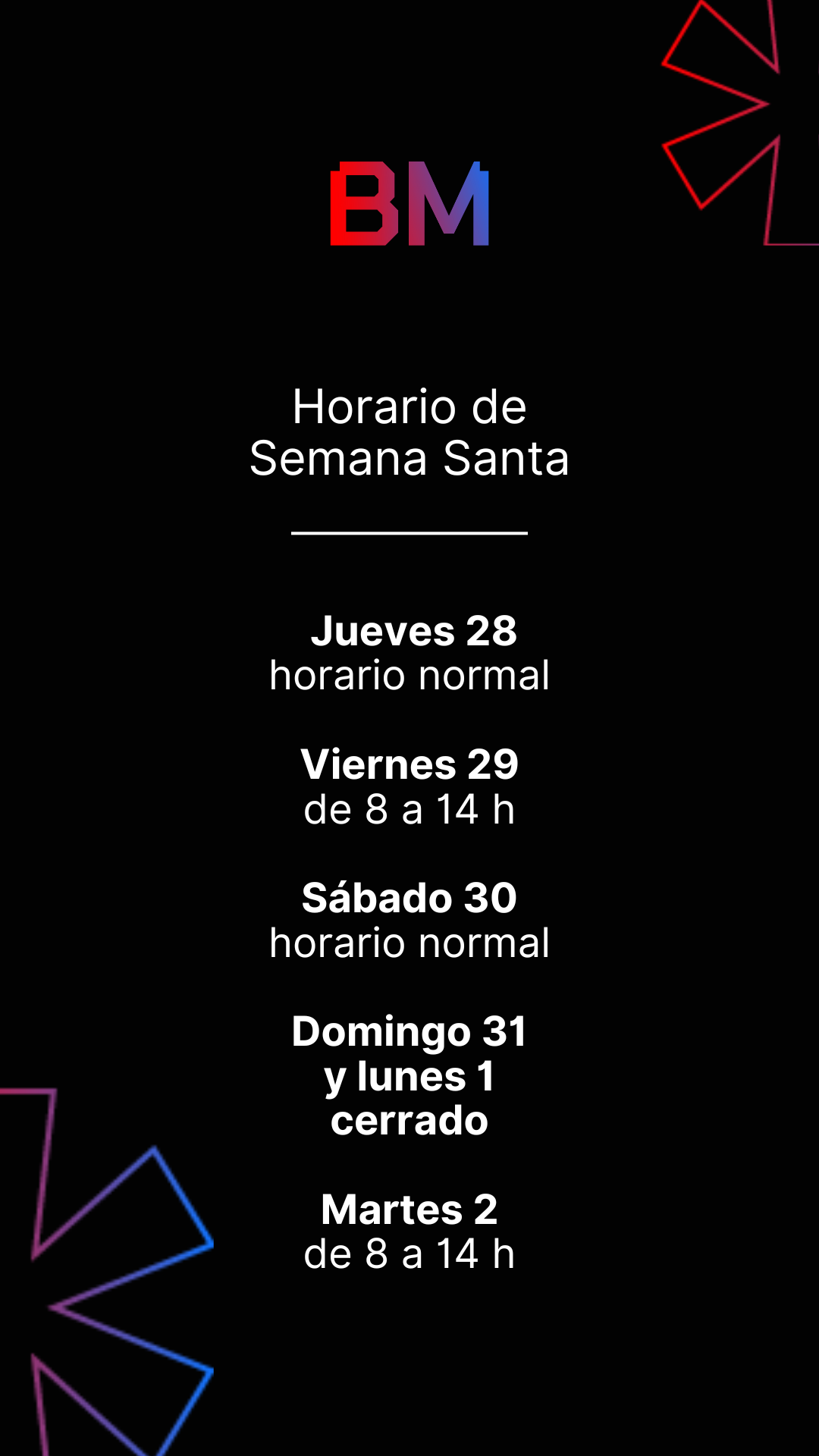 HORARIO DE SEMANA SANTA